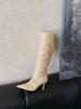 2025 European and American style woven surface pointed head thin temperament high heel boots
