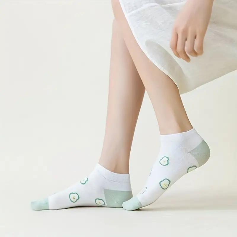 5 пар носков с мультяшным принтом, милые универсальные низкие носки до щиколотки, женские чулки и чулочно-носочные изделия
