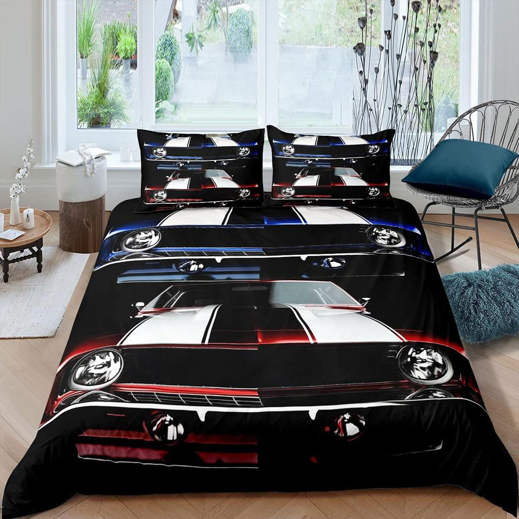 Racing Pattern Digital Printing Quilt Cover Three-Piece Youth Bedding Bedroom Decoration
