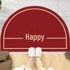 Red Semi-Circle Non-Slip Festive Entrance Mat for Porch