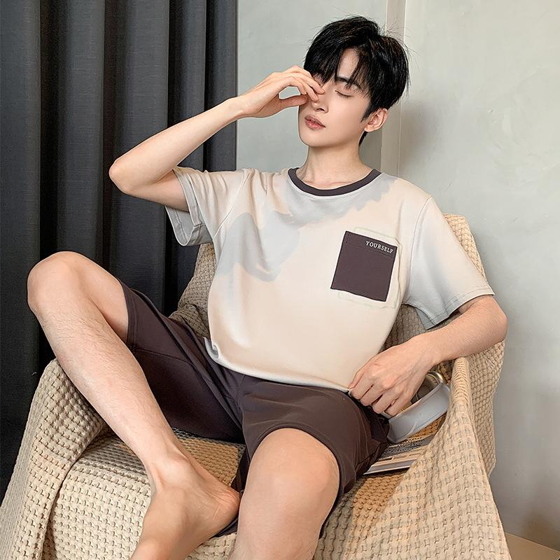Cotton Homewear for Male Summer Short Sleeves Sleeping Top Shorts Pijamas Men Sleepwear Summer Pjs O Neck Pyjama Hombre Dropship