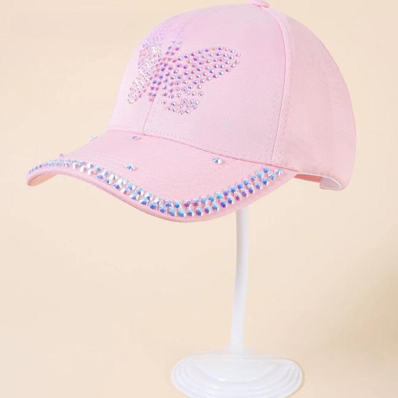 Latest twill diamond butterfly hat sun visor cap cap