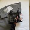 Summer Checkerboard Underarm Bag New with Pendants Korean Version Contrasting Color Women's Commuter Shoulder Bag Tide