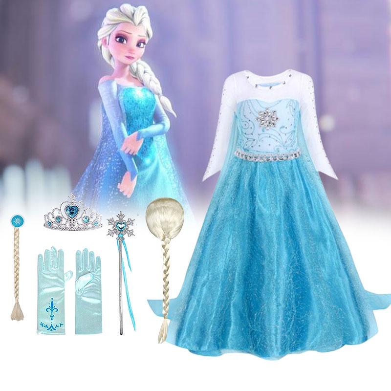 Платье принцессы Эльзы для девочек, костюм на Хэллоуин, детское сказочное платье