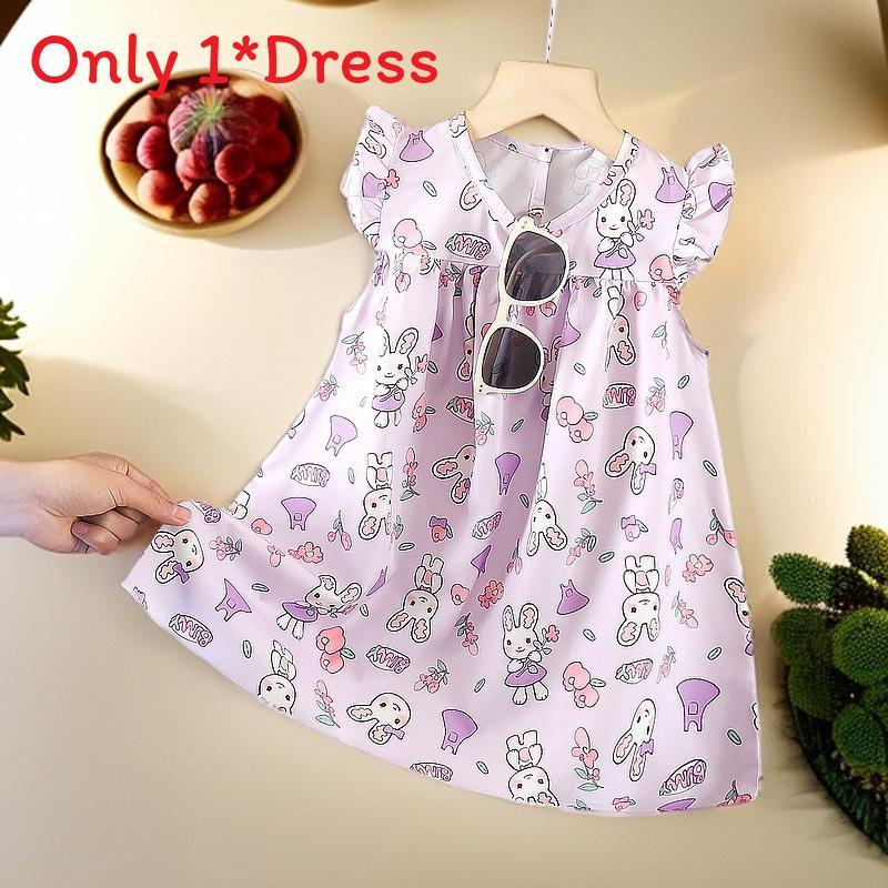 Snow Silk Girls Dress With Floral Pattern And Aline Skirt For Summer Playtime