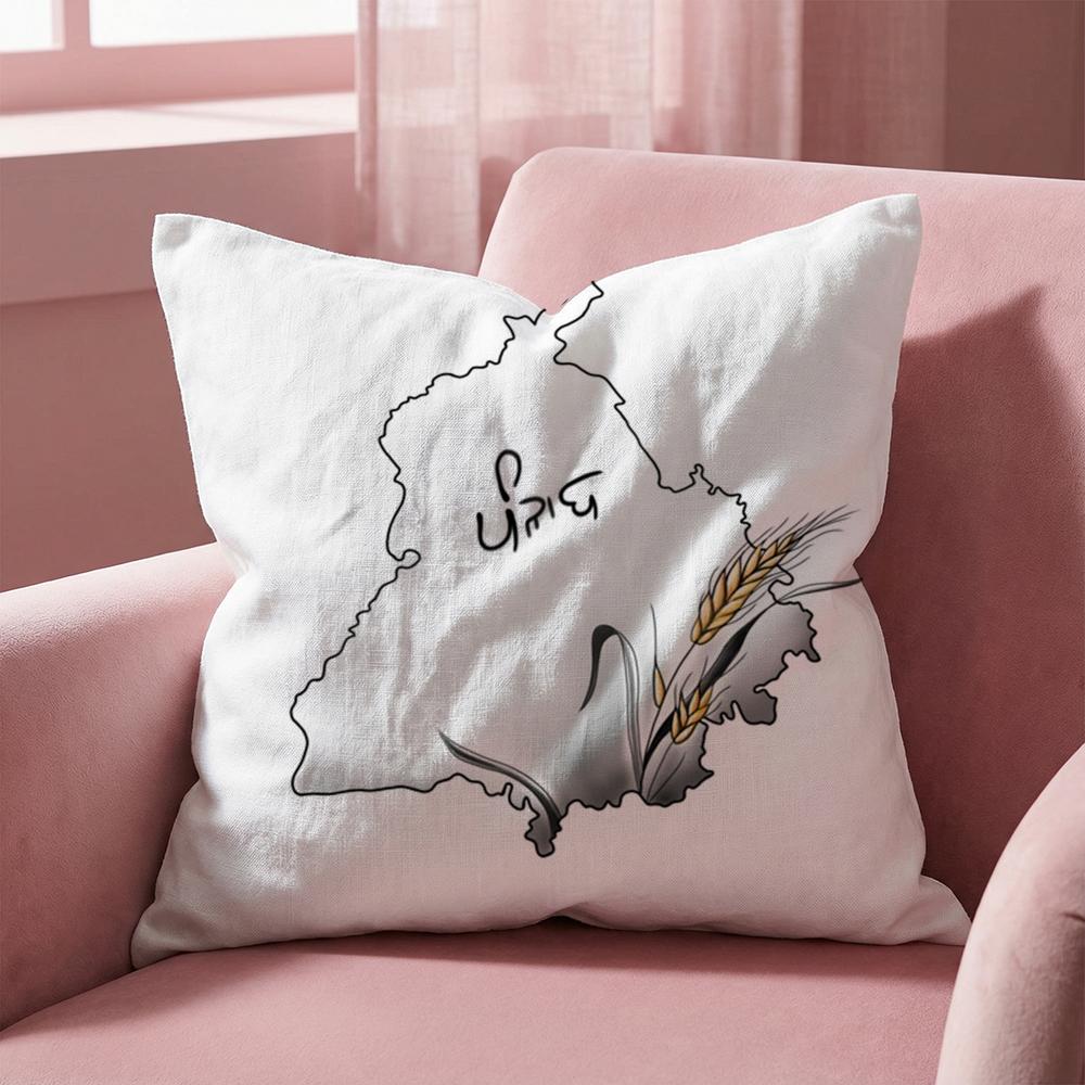 Classic Punjab Map Cushion Cover Multi-Scene Pillow Cover for Home & Car - Reversible, Soft & Durable for Daily Use