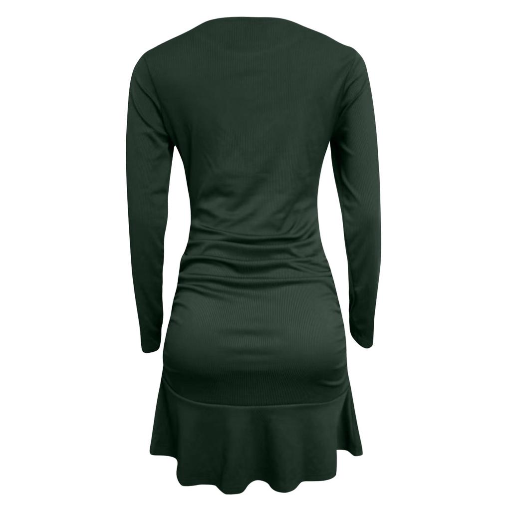 Женская мода сексуальная юбка трикотажная с длинным рукавом плиссированное платье-футляр