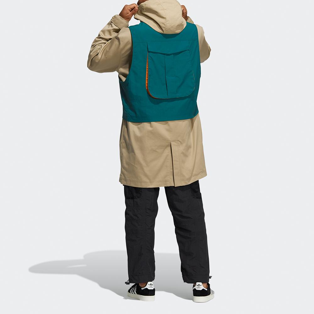 Adidas Originals Trefoil Detachable Contrast Vest Mid-Length Hooded Logo Jacket Men Outerwear Khaki HC0372