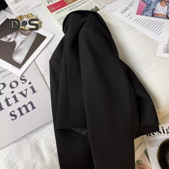 Women Suit Coat Formal Business Style Turn-down Collar Button Decor Slim Fit Short Solid Color Long Sleeves Cardigan Single Button Closure OL Commute