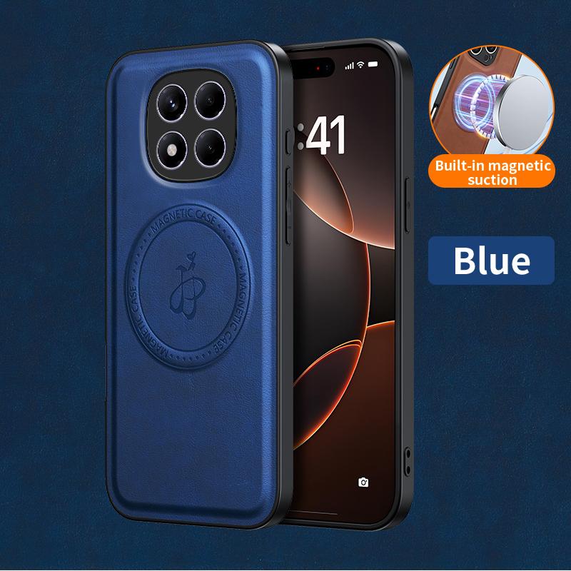 Роскошный магнитный держатель-подставка кожаный чехол для телефона для Xiaomi Redmi 14C 13C Redmi Note 13 14 Pro Беспроводная зарядка Чехол с логотипом