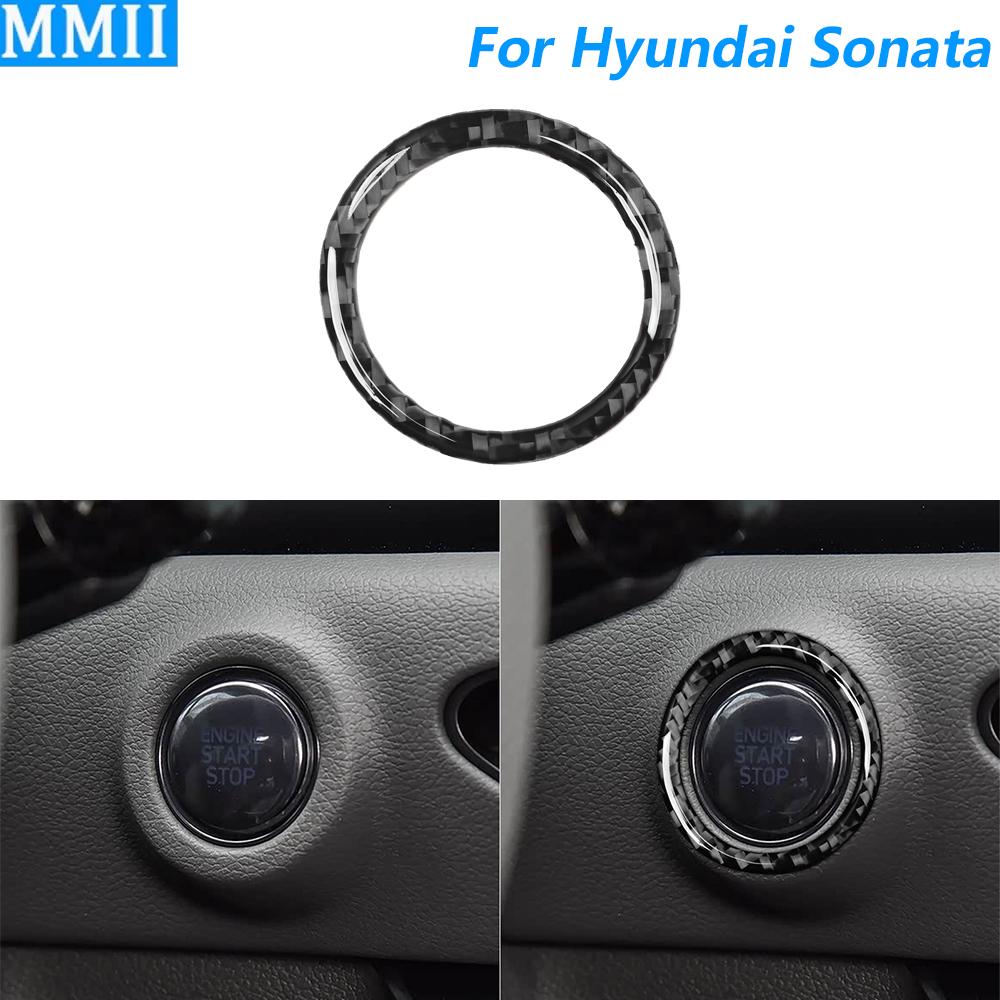 For Hyundai Sonata 2020-2023 Carbon Fiber One-touch start/stop Ignition Switch Button Panel Cover Trim Car Accessories Sticker