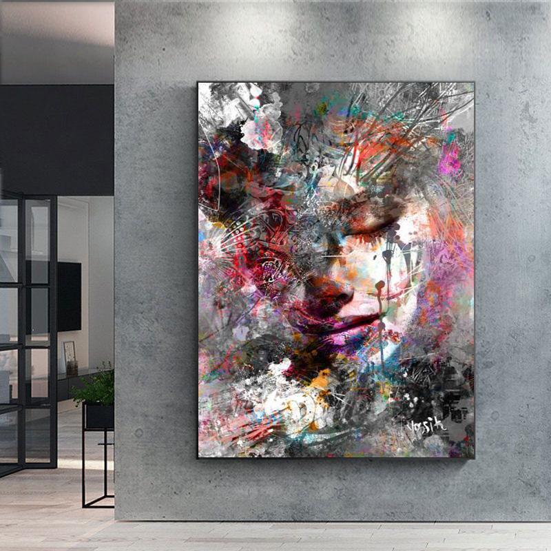 Граффити Искусство Абстрактная Девушка Холст Картины Современные Поп-Арт Плакаты и Принты Куадрос Настенная Картина Для Гостиной Домашний Декор