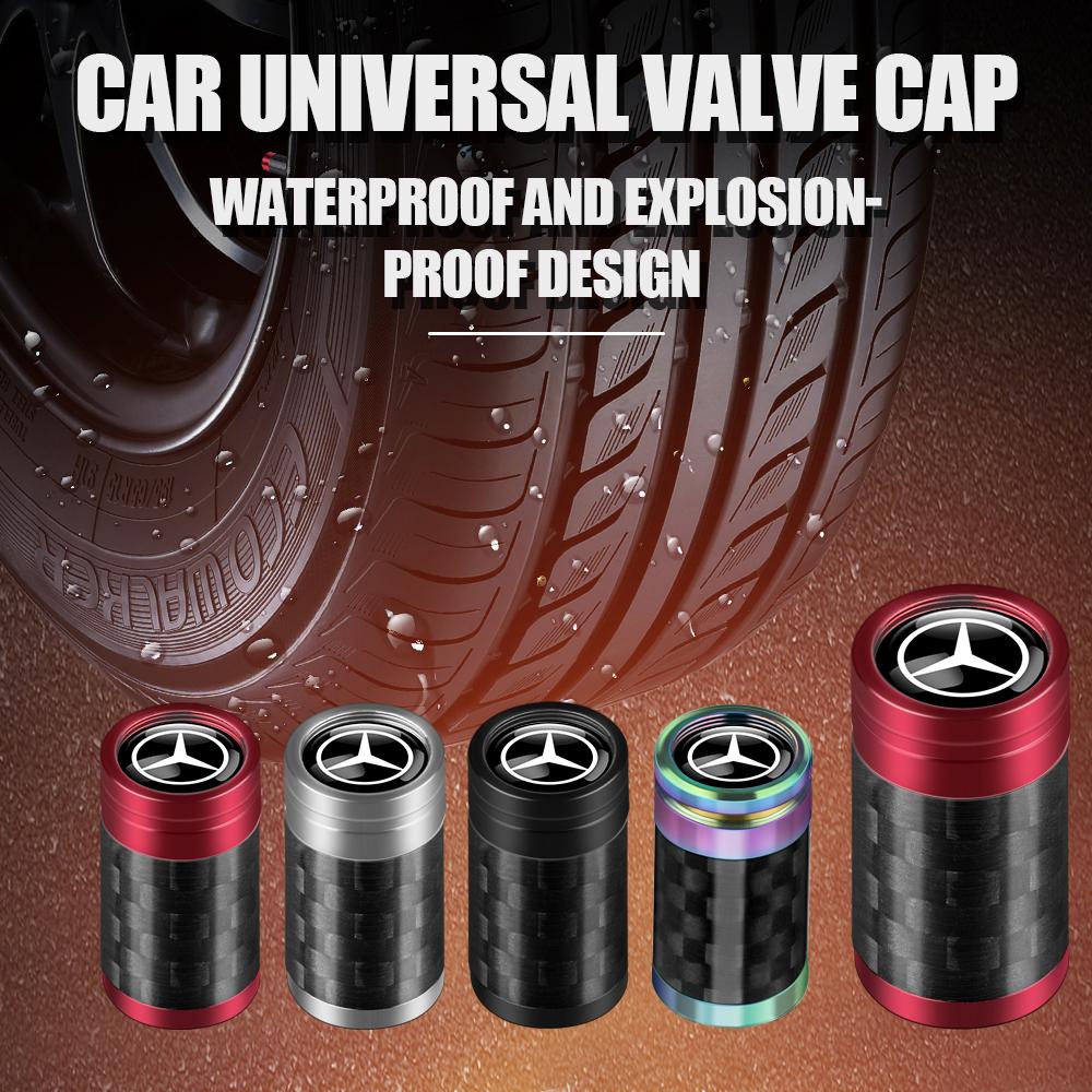 4Pcs Car Accessories Carbon Fiber Wheel Tire Valve Caps Stem Case For Mercedes-Benz Maybach E-Class C-Class S-Class S450 S560