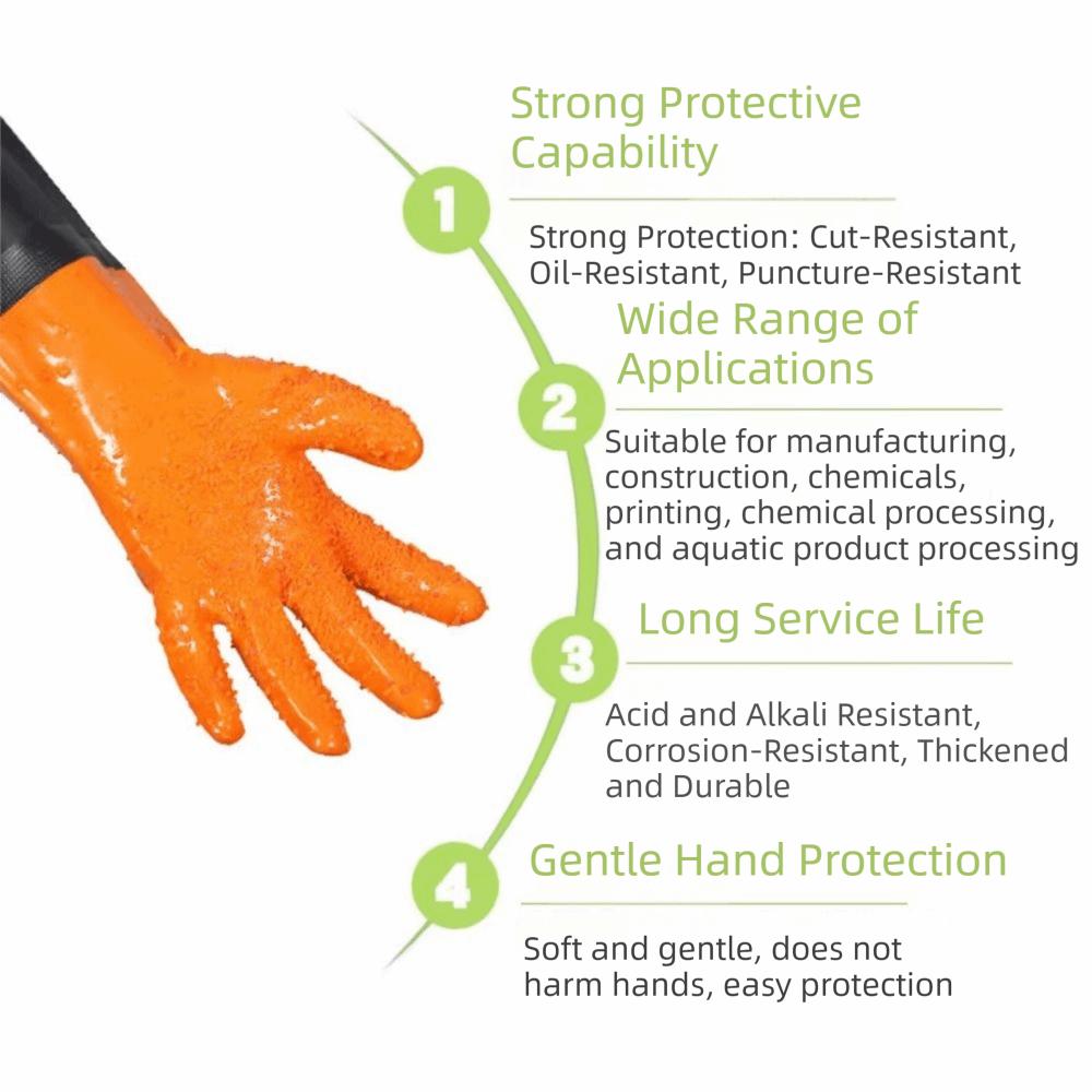 Heavy Duty Long Rubber Gloves Non-Slip Thickened Drain Cleaning Gloves Velvet Lining 70cm Rubber Work Gloves Gardening
