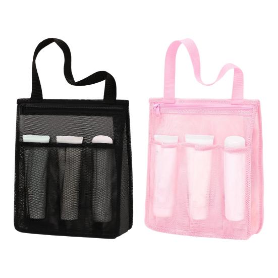 Сумка для хранения Портативная сетчатая сумка-органайзер для душа Большой вместимости Застежка-молния Сумка для душа для ванной комнаты с боковыми карманами