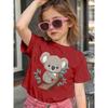 Girls Crewneck Short Sleeve Tee, Cute Koala Hug Tree Print