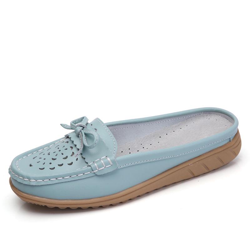 Женские дышащие нескользящие тапочки с резиновой подошвой и галстуком-бабочкой, повседневные кожаные мокасины, размеры 35-43