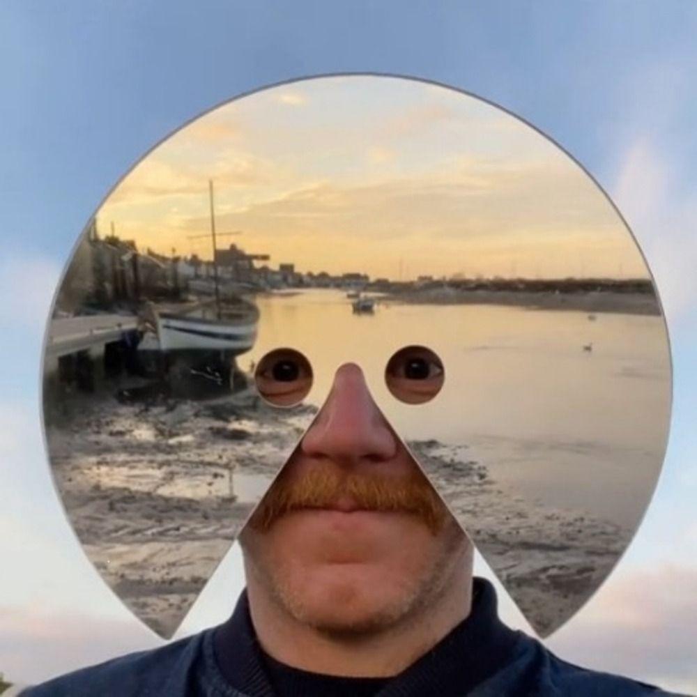 Full Face Visual Illusion Prop Wearable Reflective Mask Round Mirror Mask Cosplay Photography