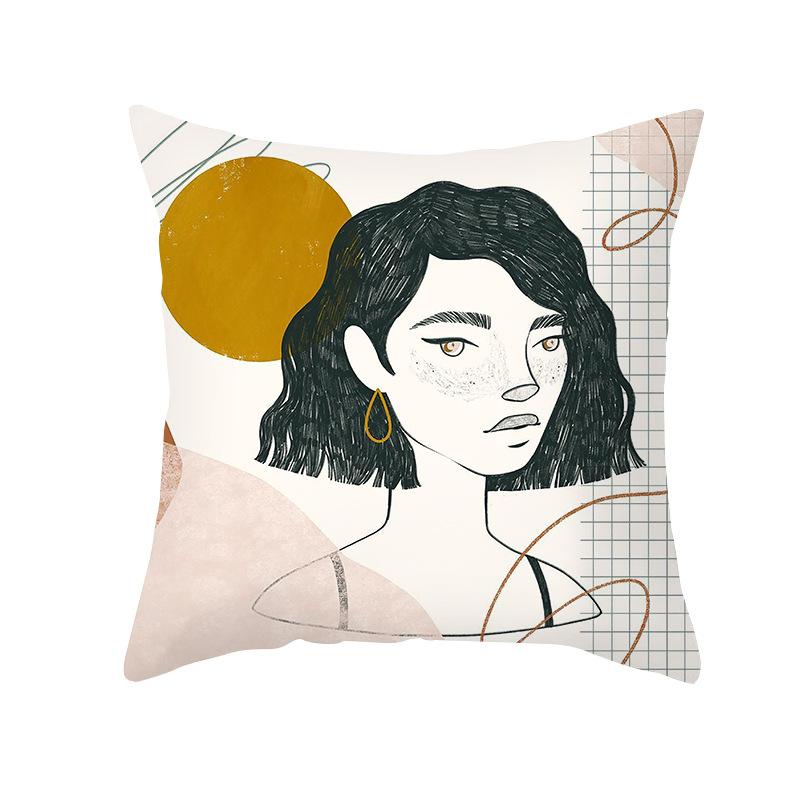 Modern Minimalist Artistic Style Throw Pillow Covers With Short Plush Printed Fabric For Home Living Room Sofa Cushion Cover