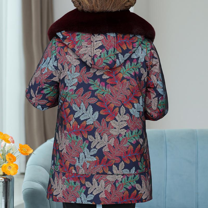 Женские пуховики среднего возраста Зимние винтажные парки Меховой воротник Подкладка Съемный Большой размер Элегантные Толстые Теплые Пуховики Женская верхняя одежда