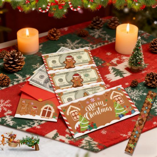 Рождественский красный конверт-держатель для денег с 6 отделениями, коробка для наличных/подарочных карт для праздника «Сделай сам», держатель для подарочной карты-сюрприза на Рождество