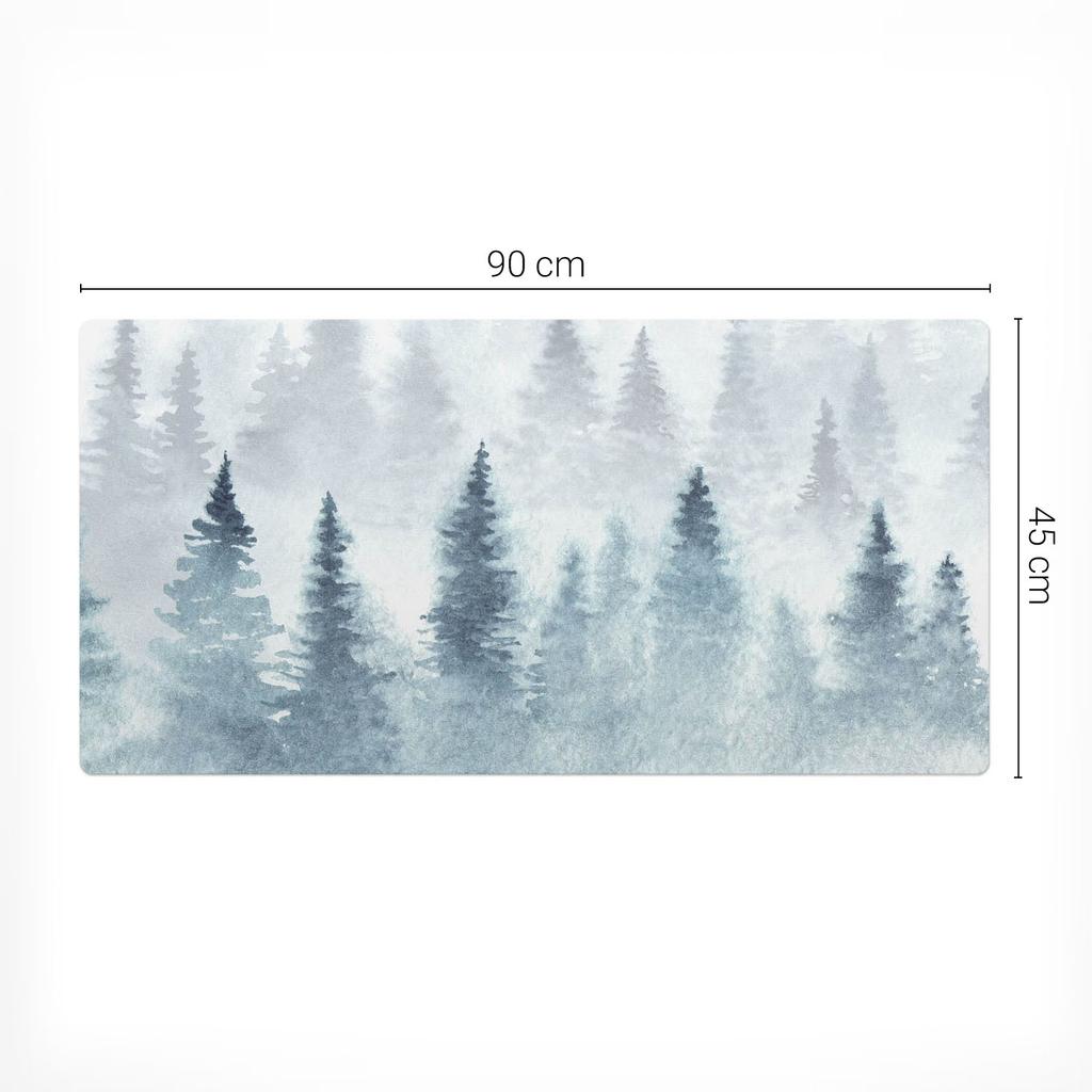 Elegant Decorative Desk Mat Watercolor Fog Forest 90x45 cm