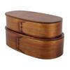 Lunch Box Set Japanese   Wooden Food Storage Container for Students Workers 19x10x9.5cm
