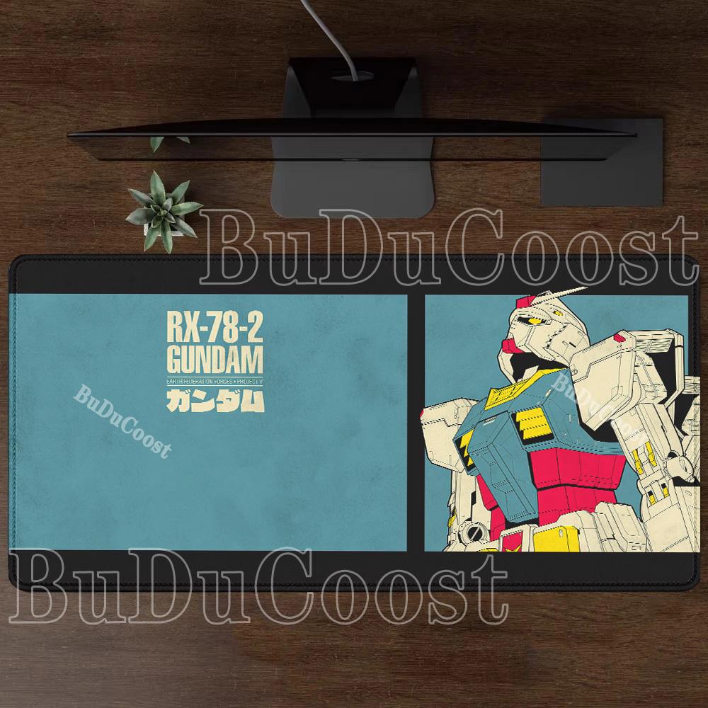 Коврик для мыши Gundam RX-78-2 Аниме Игровой XXL Нескользящий Коврик для мыши ПК Компьютер Клавиатура Офис HD печать оверлок киберспорт Настольный коврик