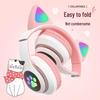 STN-28 Luminous Cat Ear Wireless Bluetooth Headset with Heavy Bass, Over-ear, Sport & Card Slot