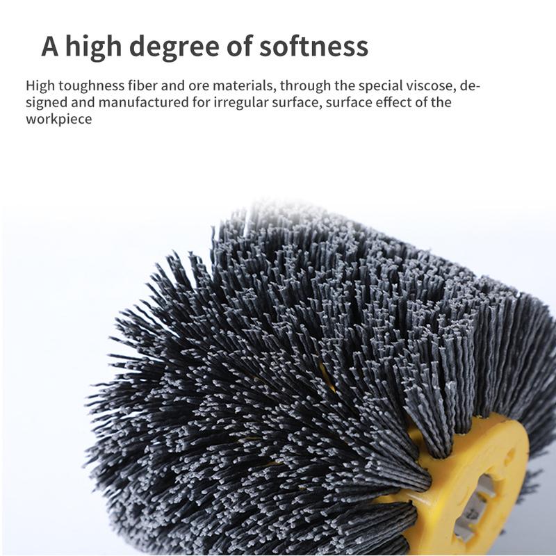 120*100*19mm Multi Grit Abrasive Wire Drawing Tool Nylon Wire Drawing Wheel Abrasive Wire Brush for Wood Furniture Polishing