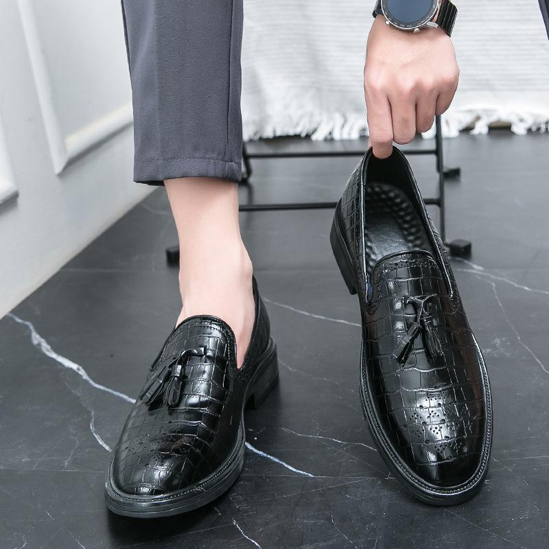 Men's Shoes, New Casual Leather Shoes, Fashionable Hairstylist, One Foot On Leather Shoes, Trendy British Style Pointed Shoes