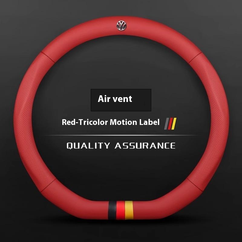 Car AntiSlip Leather Steering Wheel Cover For Volkswagen Magotan Passat Golf GTI Tiguan Touareg Polo Arteon Beetle T-ROC T-Cross