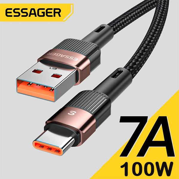 Essager 7A Type C USB-кабель для Realme Oneplus OPPO 100 Вт USB-кабель для быстрой зарядки Type-C для Huawei P30 P40 Pro Samsung