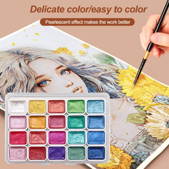 Набор акварельных красок с блестками, мерцающие металлические перламутровые цвета, портативные акварельные краски художественного класса