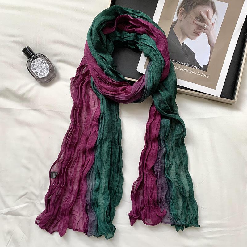 2Packs Women Hemp Shawl Wrap Long Head Neck Scarf,Linen Scarf Textur Scarf Hemp Shawl Windproof,warm,stylish Color-blocked Scarf