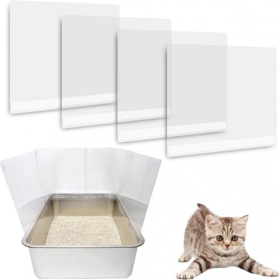 3PCS Cat Litter Box Pee Shields,Transparent Easy Clean Splash Guard for Open Top Litter Pan 14.5×11.5in- Litter Box Not Included(3PC)