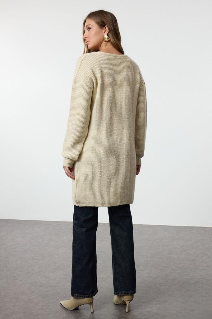 Женский модный стильный кардиган, длинный базовый трикотажный кардиган с камнями