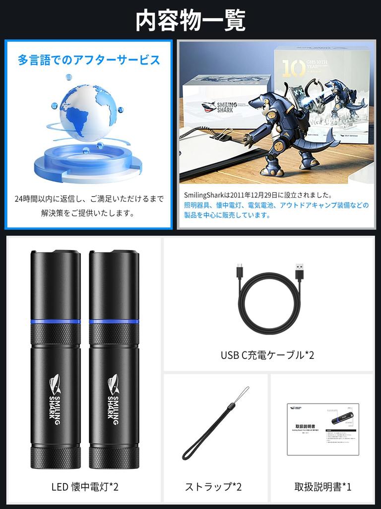 Улыбающаяся акула F1 LED Hand Высокая яркость 4 режима зума Изготовлен из абразивного материала Легко использовать на открытом воздухе в горах Ночь стихийных бедствий Аварийная ситуация Японское руководство по эксплуатации