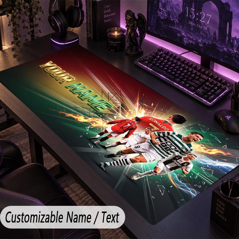 Large Mouse PadCristiano Ronaldo Custom Name Text Personalized Desk Mat Non Slip Gaming Pad