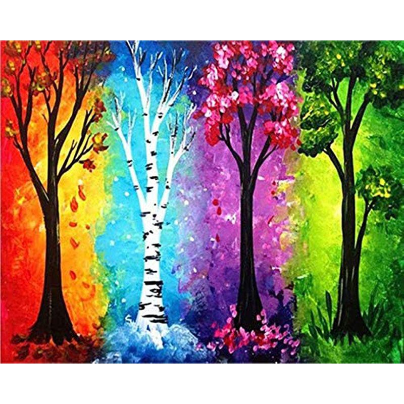 5D DIY Алмазная картина Абстрактное дерево Пейзаж Полный дрель Круглая алмазная мозаика Изображение Стразы Вышивка