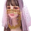 Indian Dance Sequins Women Performance Accessories Rhinestone Face Veils Mesh Belly Dance Costumes