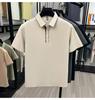 [Top of the line high elasticity] Summer ice feeling pearl floor hidden button men's casual polo shirt