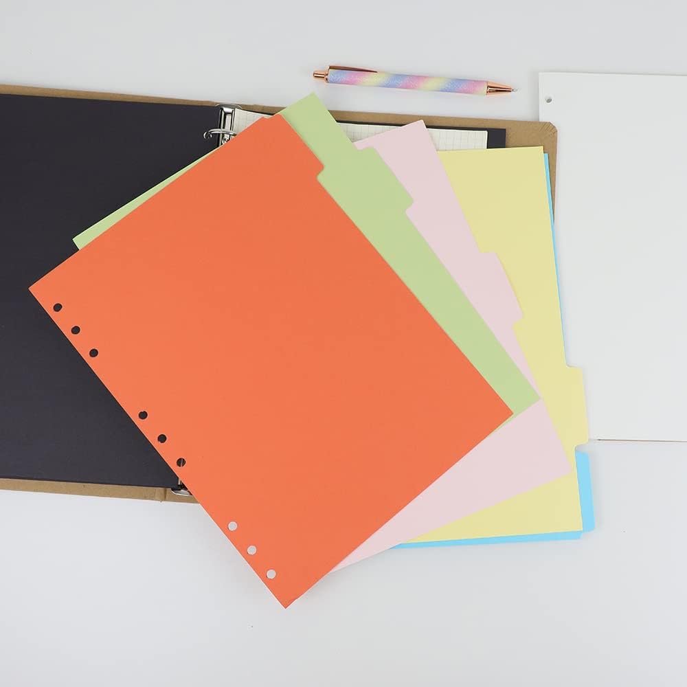 4 упаковки разделителей для папок B5, 5 отделов, с перфорацией на 9 колец, для папок-регистраторов, разделитель для планировщика, листы для заполнения, протекторы для листов(5