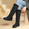 Ladies Winter Thick Sole Thick Plush Snow Boots Waterproof Anti-Slip Fashion Warm Fur Back Lace-Up Knee-Length Sleeve Boots