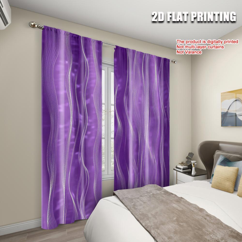 2pcs, plane printing Curtains Roller Blinds Silvery Wave Line 100% Polyester (without rod) Decorations Inside Use for Living