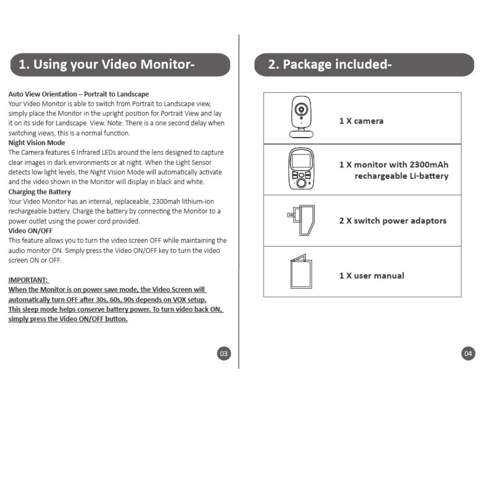2,4-дюймовая детская камера с ЖК-дисплеем, беспроводная камера ночного видения, радионяня, 2-полосный аудиомонитор температуры, видеоняня A