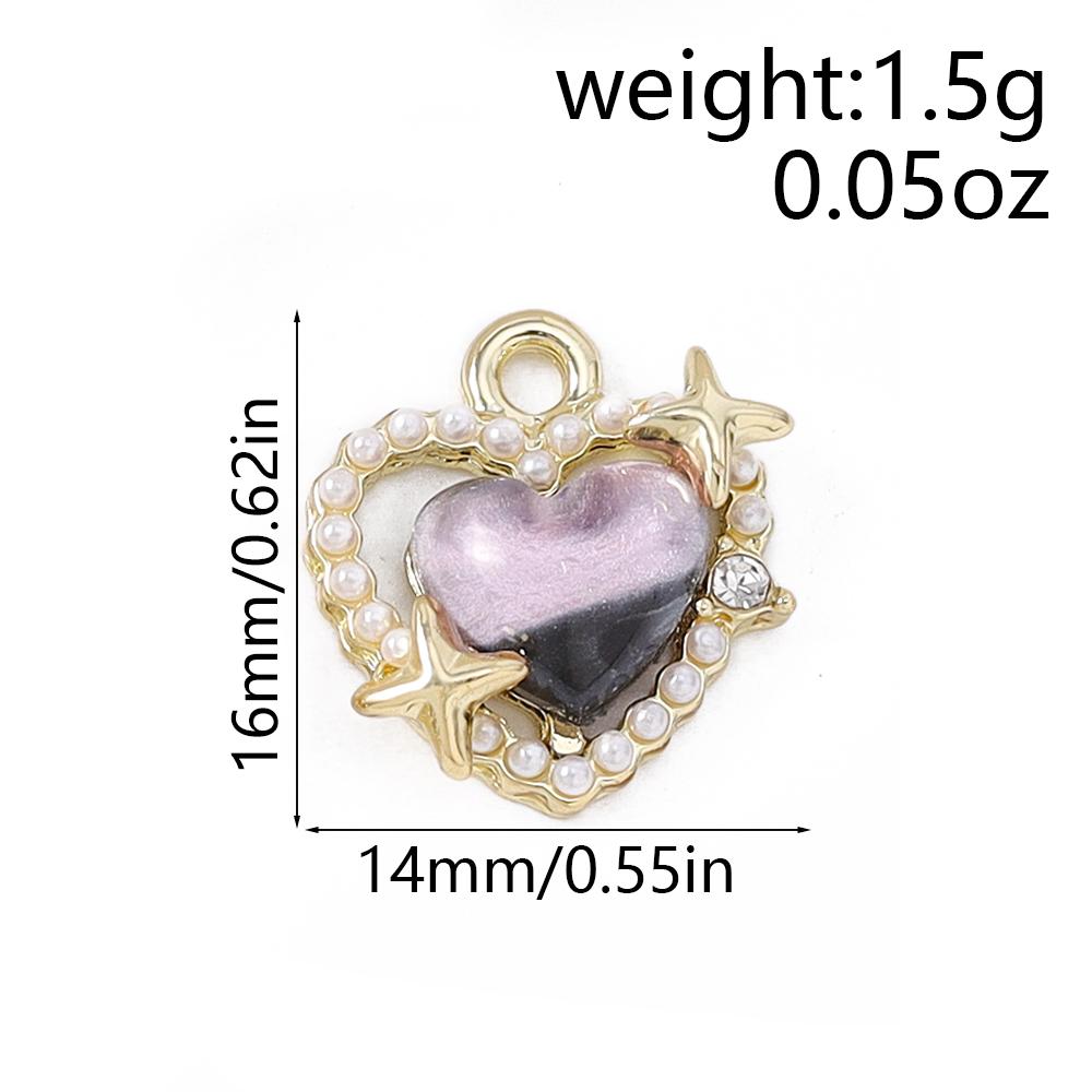 5pcs Exquisite Pearl Gemstone Love Heart Charms Pendants for Jewelry Making Necklace Earrings Bracelet DIY Handmade Accessories