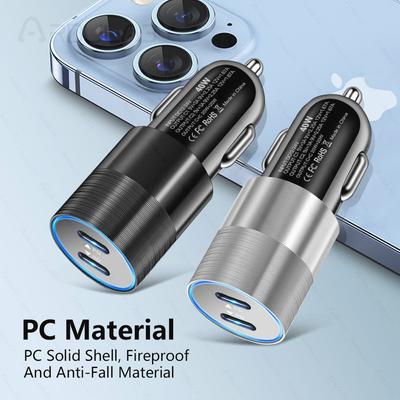 Быстрая автомобильная зарядка USB C с 2 портами 40 Вт, автомобильная зарядка Type C PD для iPhone 13 12 11 Pro Max, адаптер питания для мобильного телефона Samsung в автомобиль