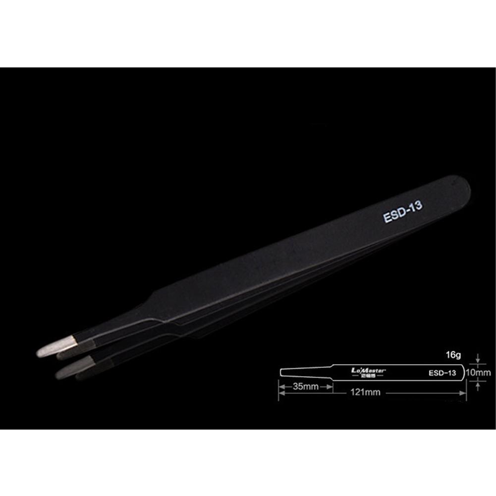 Safe Stainless Steel Anti-static ESD Tweezers Industrial Precision Pointed Elbow Curved Straight Tweezers