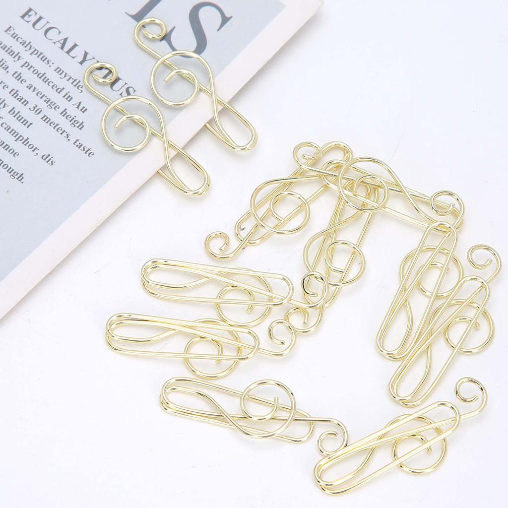 20Pcs Musical Note Paperclip Music Binder Shape Creativity Modeling Metal Craft SuppliesGold